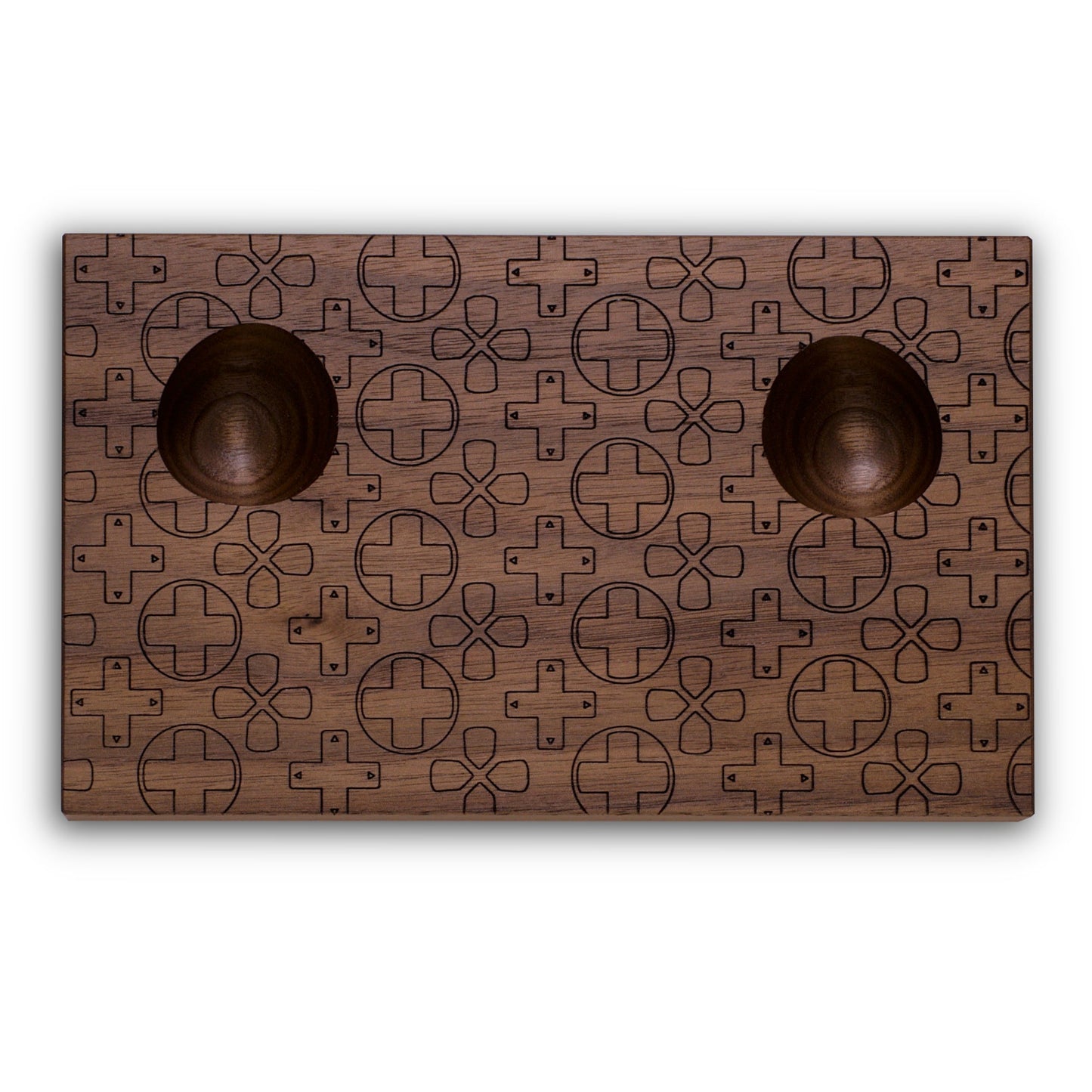 Wooden stand with d-pad design in walnut for Playstation 5 dualsense controller
