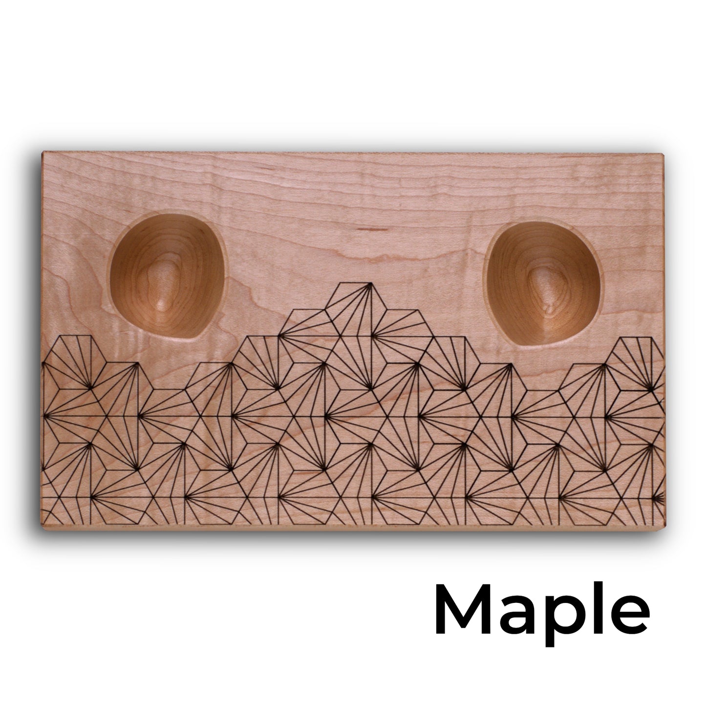 Wooden stand with geometric pattern in maple for Playstation 5 dualsense controller