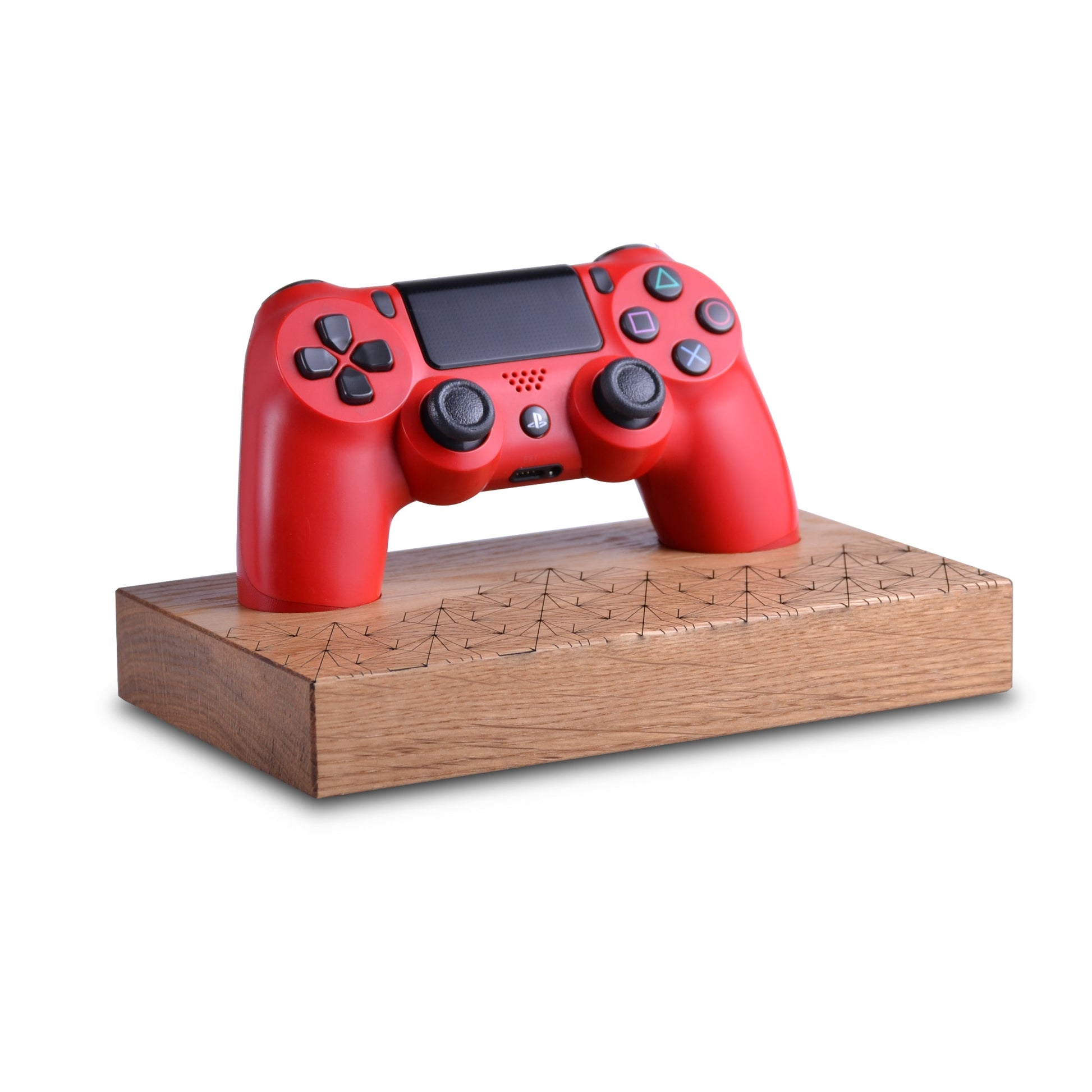 Wooden stand with geometric pattern for Playstation 4 Dualshock Controller