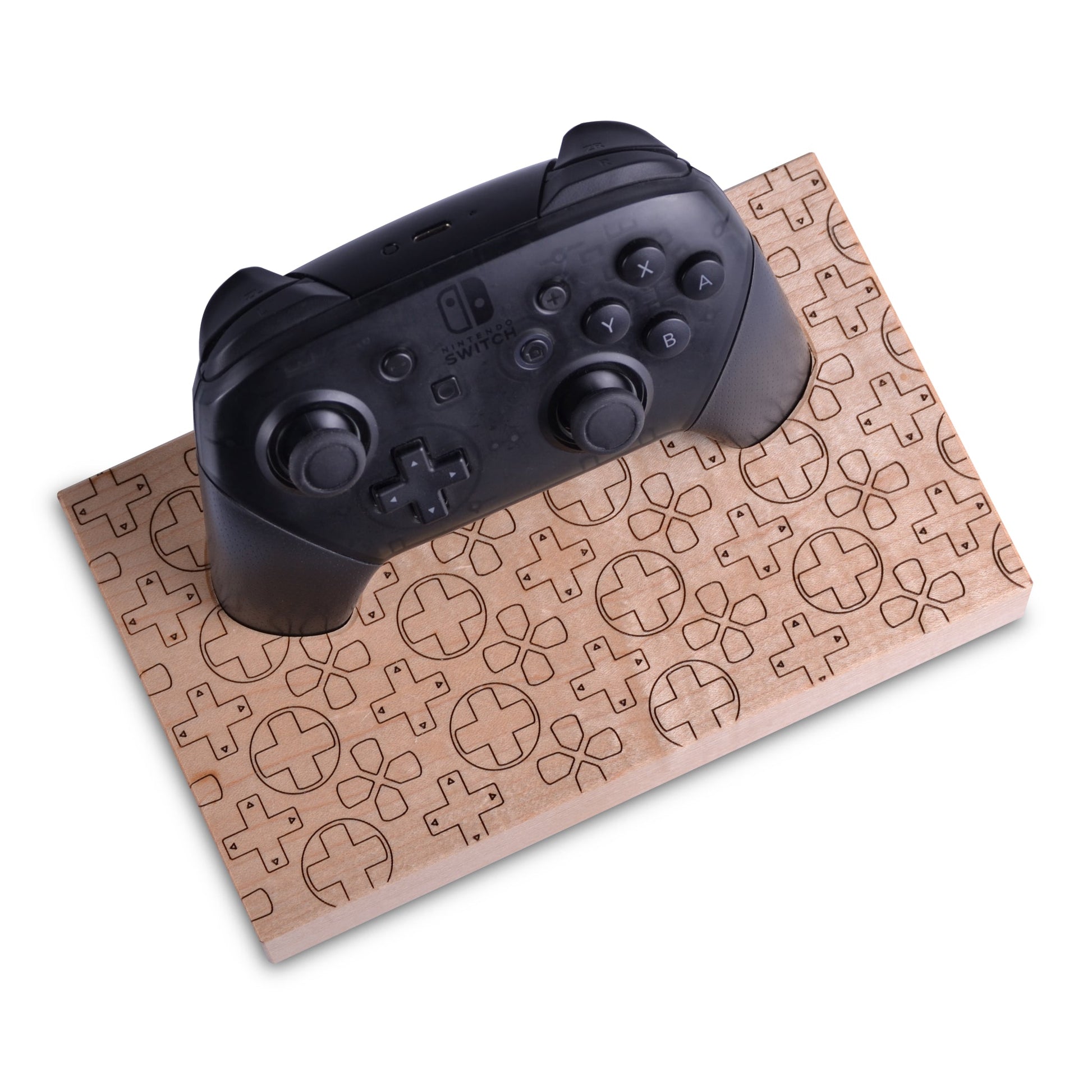 Wooden stand with d-pad design for Nintendo switch pro controller